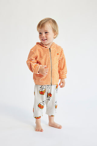 Baby Orange Streifen Terry Hoodie mit Reißverschluss