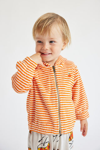 Baby Orange Streifen Terry Hoodie mit Reißverschluss