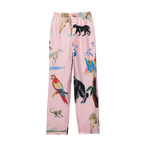 Animal Pink Party Silk Trousers
