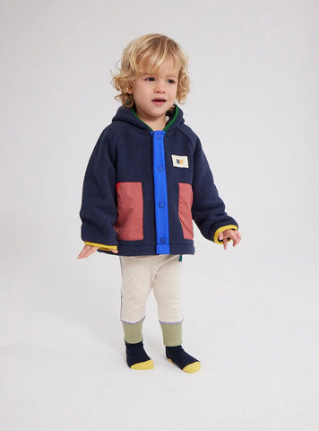 Baby Color Block Polar Jacke mit Kapuze