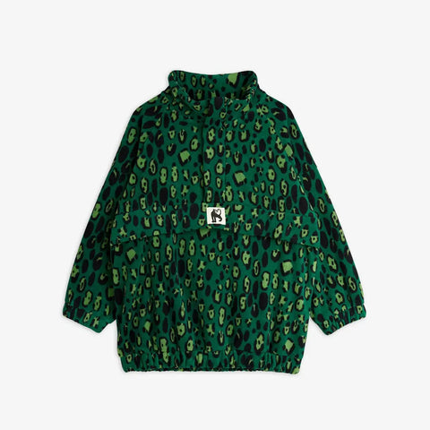 Leopard Fleece Zip Pullover Grün