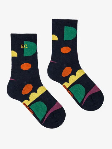Multicolor Shapes Long Socks